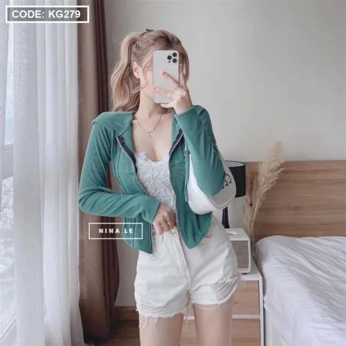 Áo khoác nữ thun tăm chống nắng QC