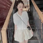 Áo len màu nữ cổ bẻ bo tay
