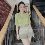 Áo len màu nữ cổ bẻ bo tay