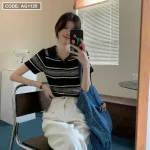 Áo len nữ sọc cổ bẻ siêu hot