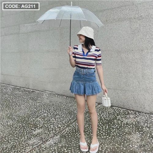 Áo Len sọc cổ bẻ QC