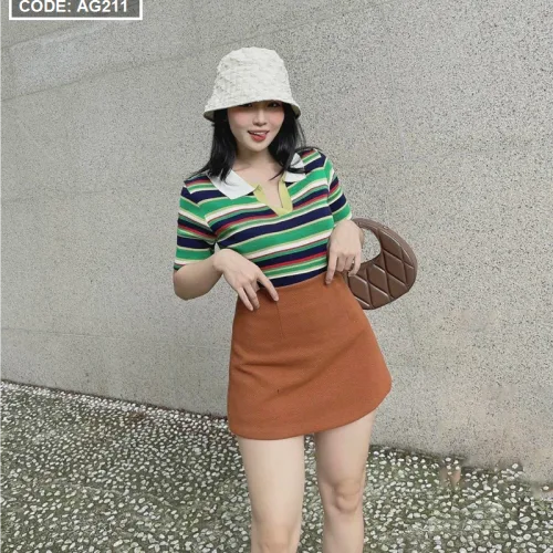 Áo Len sọc cổ bẻ QC