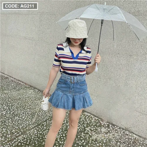 Áo Len sọc cổ bẻ QC