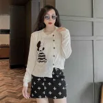 Áo len sọc tay dài thêu hình thỏ