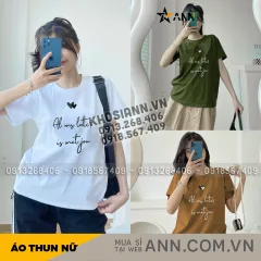 Áo nữ thun thái form rộng giấu quần in hoạ tiết trái tim