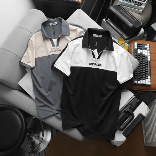 Áo Thun Cổ Bẻ Phối Màu Và Thêu Chữ Discipline (Có Size 3XL)