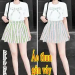 áo thun gân chân váy  lê nin hình nơ