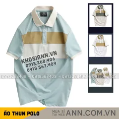 Áo Thun Nam Cổ Bẻ Họa Tiết Hai Sọc Viền Bo Tay Áo Bền Đẹp (Có Size 3XL)