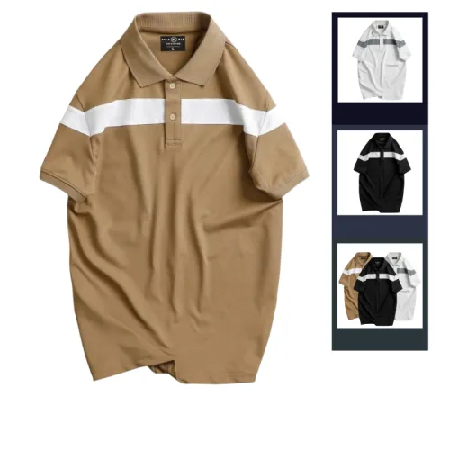 Áo Thun Nam Cổ Bẻ Họa Tiết Sọc Ngang Trước Ngực Bền Đẹp (Có Size 3XL)