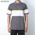 Áo Thun Nam Có Cổ Tay Ngắn Phối Sọc
