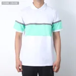 Áo Thun Nam Có Cổ Tay Ngắn Phối Sọc