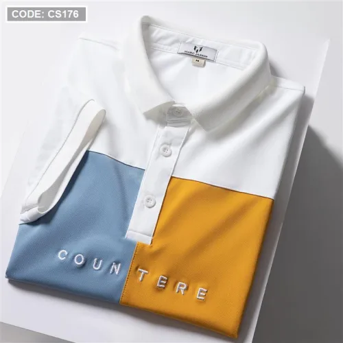 Áo Thun Nam Cổ Bẻ Thêu Chữ Phối Màu (Có Size 3XL)