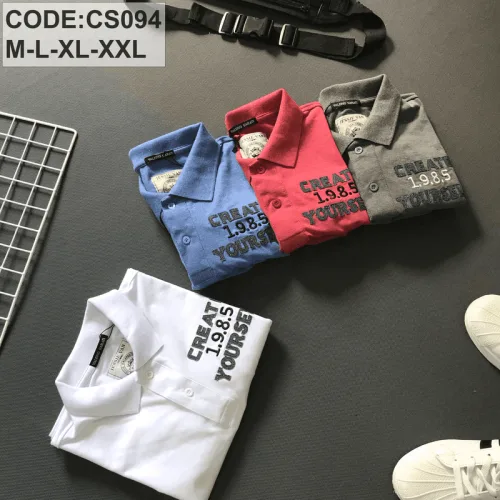 Áo Thun Nam Polo Cổ Bẻ Vải Thêu Chữ
