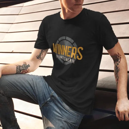 Áo Thun Nam Cổ Tròn Cotton Tay Ngắn In Chữ Winners