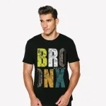 Áo Thun Nam Cổ Tròn Rurumen Màu Đen In Chữ BRONX Big Size