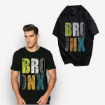 Áo Thun Nam Cổ Tròn Rurumen Màu Đen In Chữ BRONX Big Size