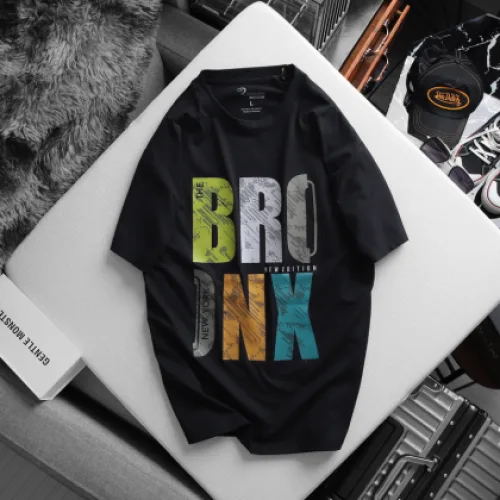 Áo Thun Nam Cổ Tròn Rurumen Màu Đen In Chữ BRONX Big Size
