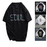 Áo Thun Nam Cổ Tròn Rurumen Màu Đen In Chữ SOUL Big Size