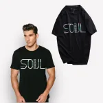 Áo Thun Nam Cổ Tròn Rurumen Màu Đen In Chữ SOUL Big Size