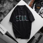 Áo Thun Nam Cổ Tròn Rurumen Màu Đen In Chữ SOUL Big Size