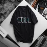 Áo Thun Nam Cổ Tròn Rurumen Màu Đen In Chữ SOUL Big Size