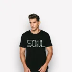 Áo Thun Nam Cổ Tròn Rurumen Màu Đen In Chữ SOUL Big Size