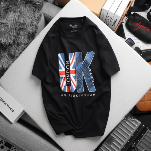 Áo Thun Nam Cổ Tròn Rurumen Màu Đen In Chữ UK Big Size