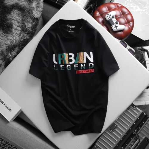 Áo Thun Nam Cổ Tròn Rurumen Màu Đen In Chữ Urban Big Size