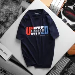 Áo Thun Nam Cổ Tròn Rurumen Màu Xanh Đen In Chữ UNITED Big Size