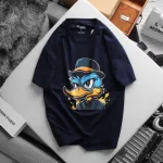 Áo Thun Nam Cổ Tròn Rurumen Màu Xanh Đen In Hình Cool Duck Big Size