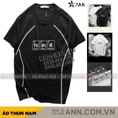 Áo Thun Nam Cổ Tròn Pack Horse In Chữ Think Viền Sọc