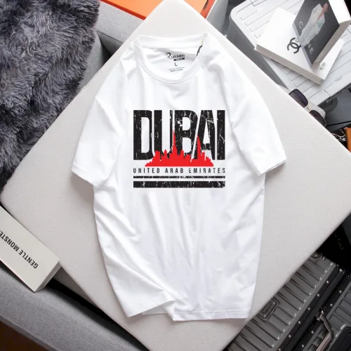 Áo Thun Nam Cổ Tròn Rurumen Màu Trắng In Logo Chữ DUBAI (Có size 4x)