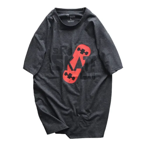Áo Thun Nam Cổ Tròn Rurumen Màu Xám In Chứ SK8 SKATE Big Size
