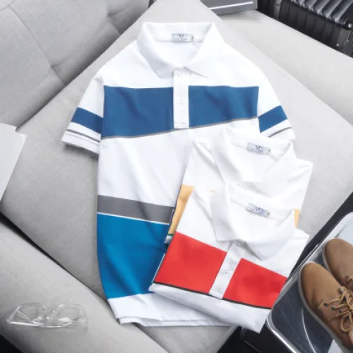 Áo Thun Polo Nam Cá Sấu Poly Phối Kẻ Sọc Màu (Có Size 3XL)