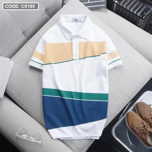Áo Thun Polo Nam Cá Sấu Poly Phối Kẻ Sọc Màu (Có Size 3XL)