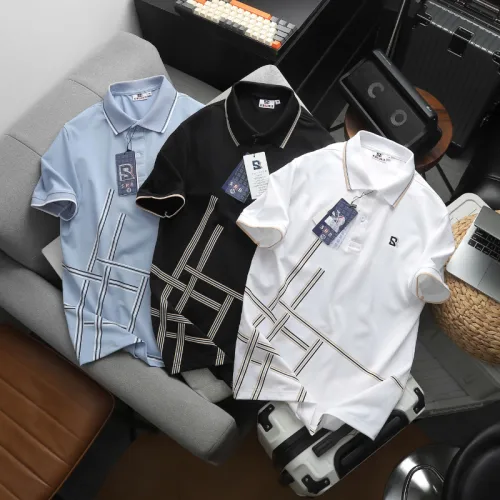 Áo Thun Nam Polo - Áo Thun Cổ Bẻ Nam Thêu Logo Chữ R Trước Ngực Và Phối Sọc Ở Vạt Áo Sang Trọng Có Big Size