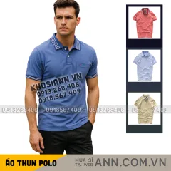 Áo Thun Nam Polo Cổ Bẻ Thêu Chữ A Phối Có Túi Thun Cotton