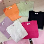 Áo thun nữ Baby Tee loang 2 màu chữ nổi ôm body từ 35kg - 55kg