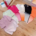 Áo thun nữ Baby Tee loang 2 màu chữ nổi ôm body từ 35kg - 55kg