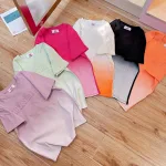 Áo thun nữ Baby Tee loang 2 màu chữ nổi ôm body từ 35kg - 55kg
