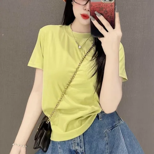 Áo thun nữ Baby Tee ôm body tay ngắn Trơn từ 35kg - 55kg