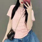Áo thun nữ Baby Tee ôm body tay ngắn Trơn từ 35kg - 55kg