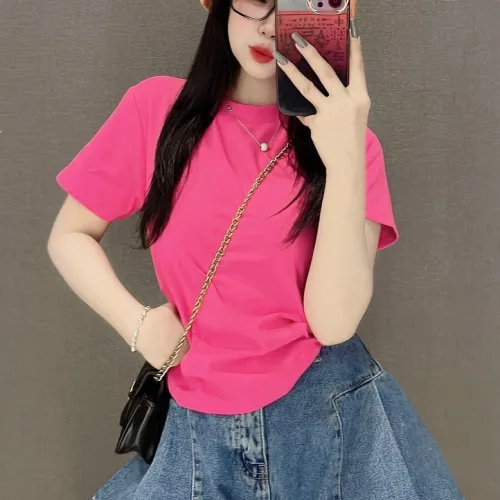 Áo thun nữ Baby Tee ôm body tay ngắn Trơn từ 35kg - 55kg