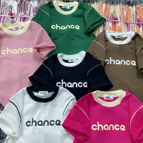 Áo thun nữ Baby Tee ôm body từ 35kg - 55kg in chữ CHANCE