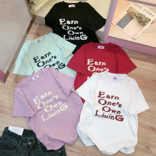 Áo thun nữ Baby Tee ôm body từ 35kg - 55kg in chữ Earn One