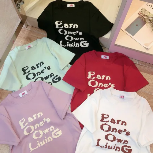 Áo thun nữ Baby Tee ôm body từ 35kg - 55kg in chữ Earn One