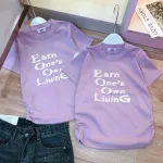 Áo thun nữ Baby Tee ôm body từ 35kg - 55kg in chữ Earn One