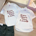 Áo thun nữ Baby Tee ôm body từ 35kg - 55kg in chữ Earn One