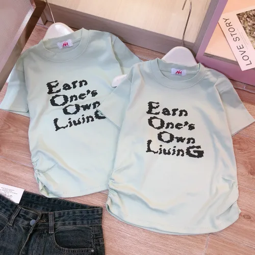 Áo thun nữ Baby Tee ôm body từ 35kg - 55kg in chữ Earn One