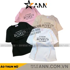Áo thun nữ Baby Tee ôm body từ 35kg - 55kg in chữ JUSTUS